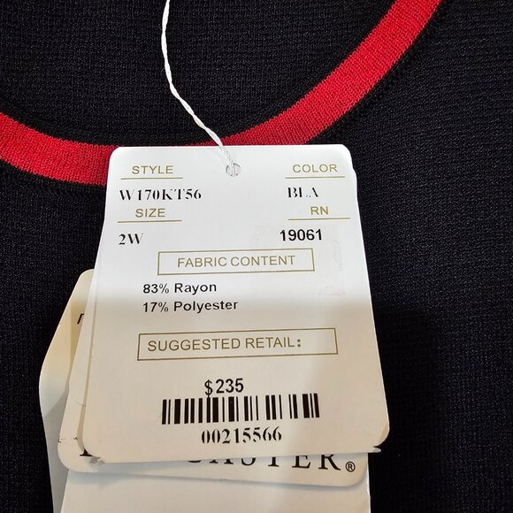NWT Doncaster Black with Red Trim Sleeveless Top Rayon Blend Size 2W (2XL) - Picture 6 of 7